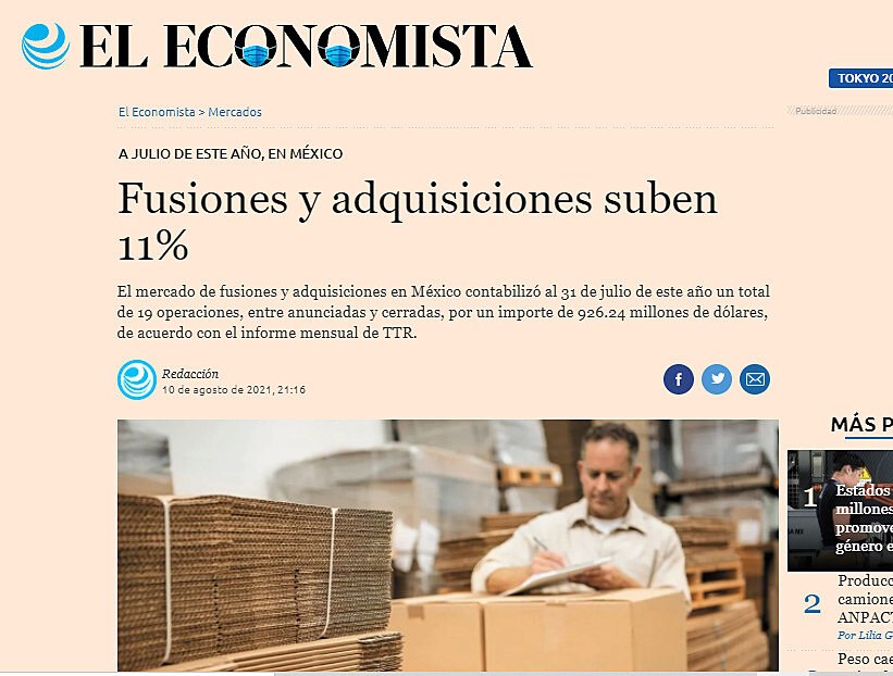 Fusiones y adquisiciones suben 11%